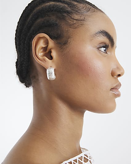 Silver Ridge Textured Hoop Earrings