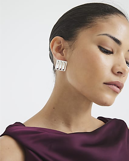 Silver Textured Stud Earrings