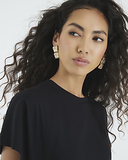 Gold Knot Square Drop Earrings