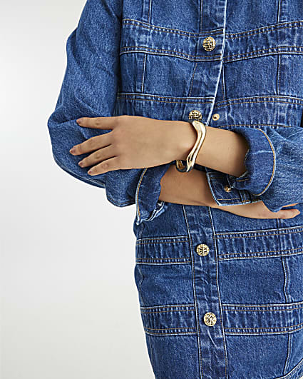 Gold Wavy Cuff Bracelet