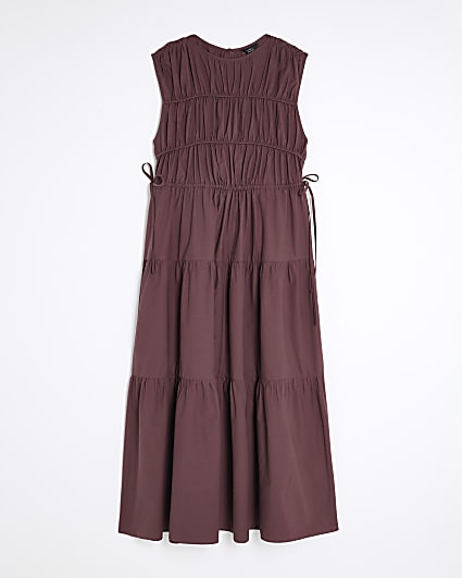 Petite Purple Draw String Tiered Maxi Dress