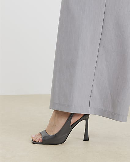 Grey Sling Back Peep Toe Heels