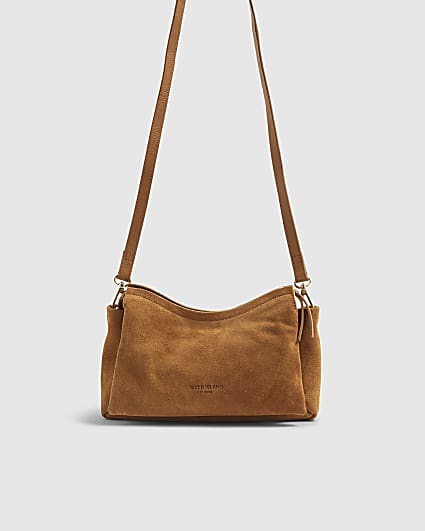 Brown Suede Cross Body Bag