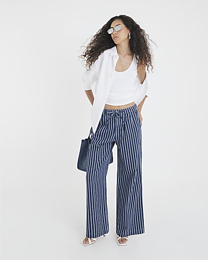 Blue Stripe Wide Leg Pyjama Jeans