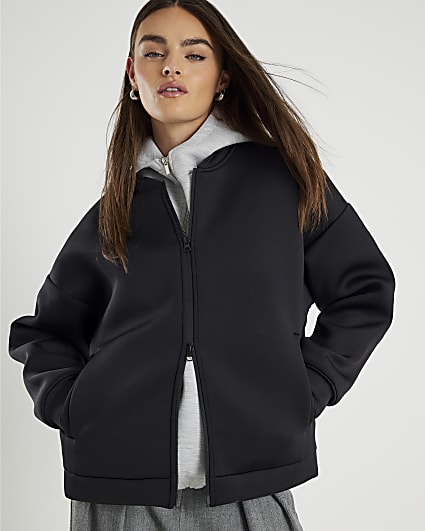 Black Neoprene Long Sleeve Zip Jacket