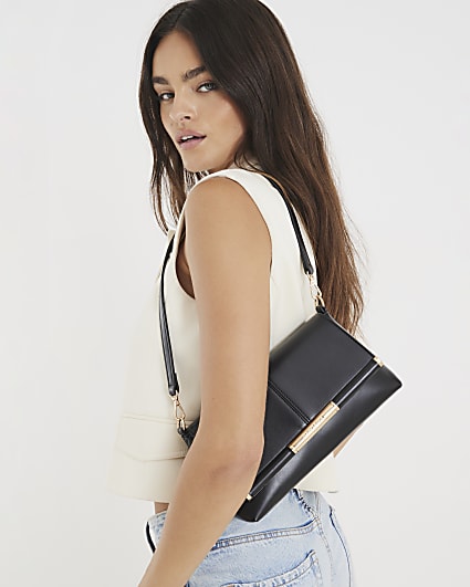 Black Bar Front Clutch Bag