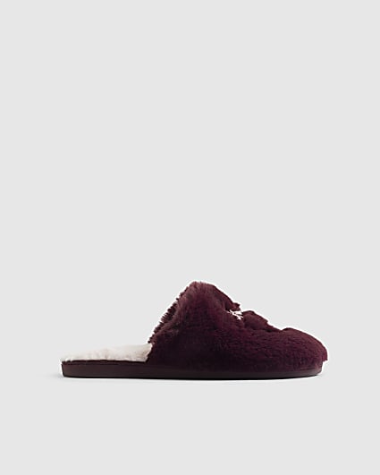 Red Embroidered Mule Cherry Slippers