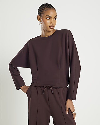 Brown Premium Long Sleeve Batwing Sweatshirt