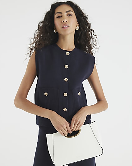Navy Knitted Waistcoat