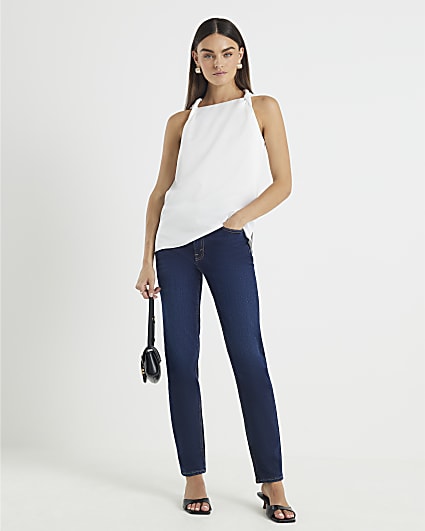 Cream Twist Strap Tank Top