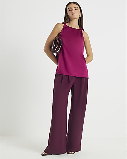 Purple Twist Strap Tank Top