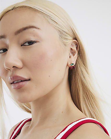 Red Cherry Stud Earrings
