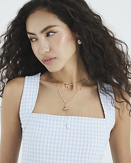 Gold Cherry Lariat Necklace