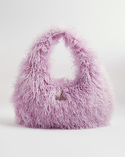 Pink Faux Fur Shoulder Bag
