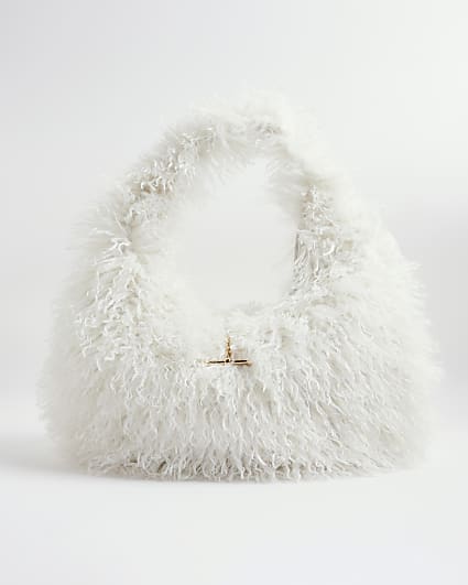Cream Faux Fur Shoulder Bag