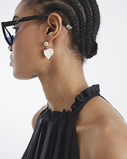 Gold Textured Dome Stud Earrings