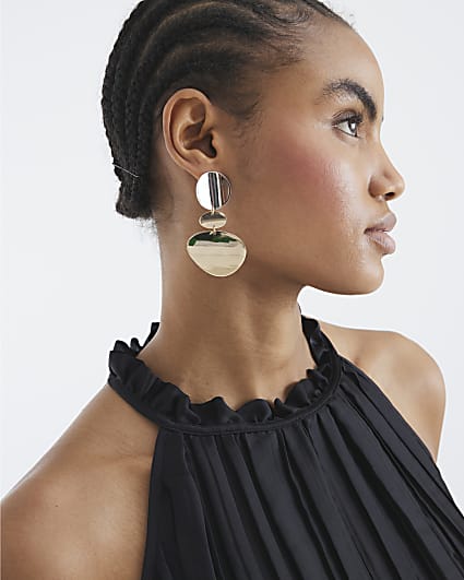 Multi Colour Mixed Metal Drop Earrings