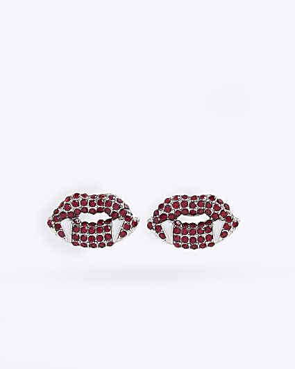 Red diamante vampire Lip earrings