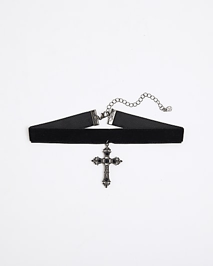 Black Gothic cross Velvet Choker