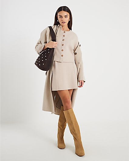 Beige Cosy Mini Skirt