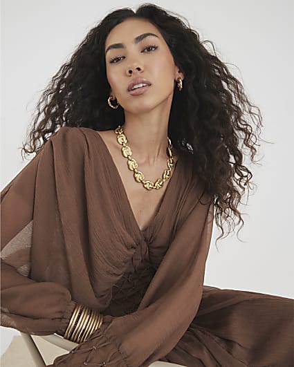 Gold Antiqued Knot Necklace