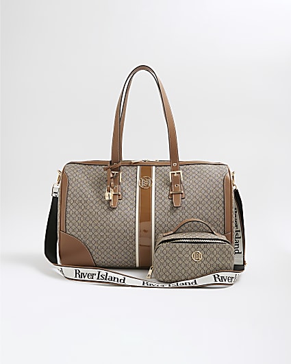 Beige Monogram Charm Holdall Bag Bundle
