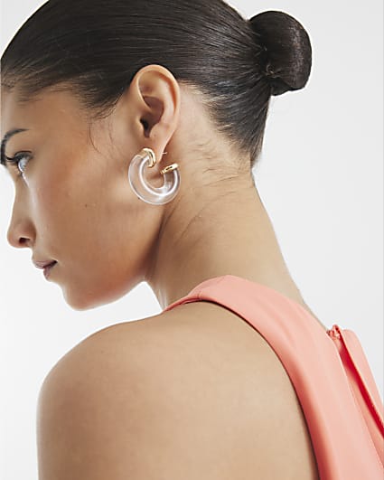 Clear resin hoop earrings