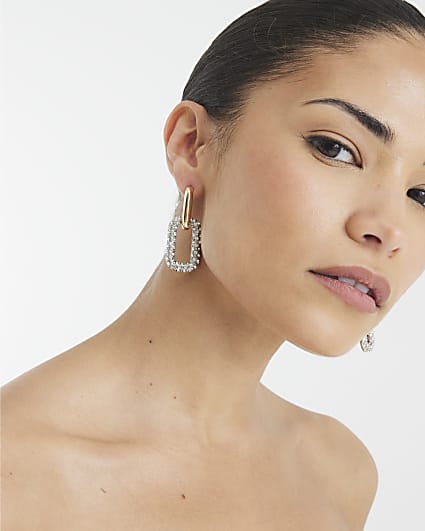 Silver Mini Door Knocker Hoop Earrings