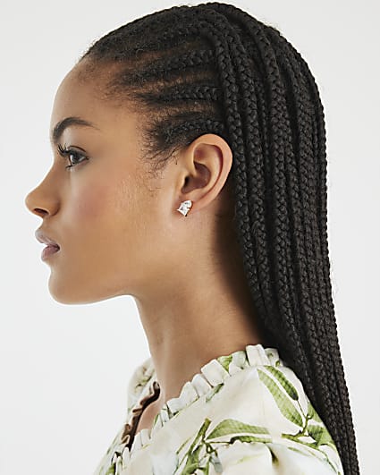 Gold Double Stone Stud Earrings
