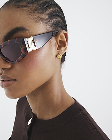 Gold Ridged Heart Stud Earring