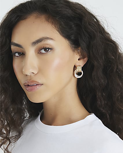 Mixed metal hoop earrings