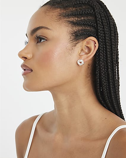 Metal Multi Knot Stud Earrings