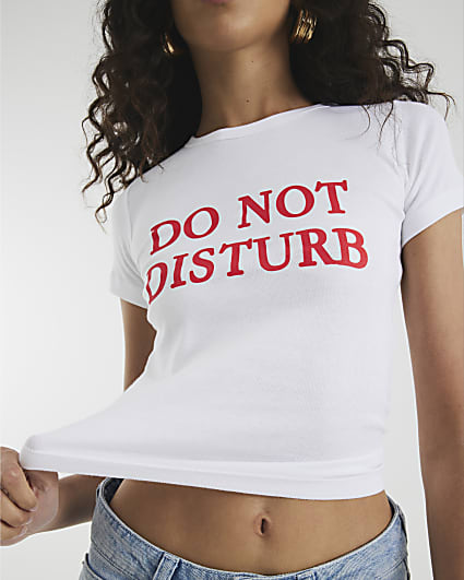 White Do Not Disturb Baby T-Shrit