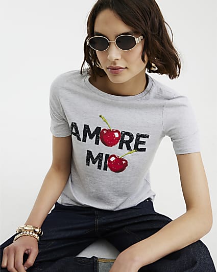 Grey Amore Mio Cherry T-Shirt