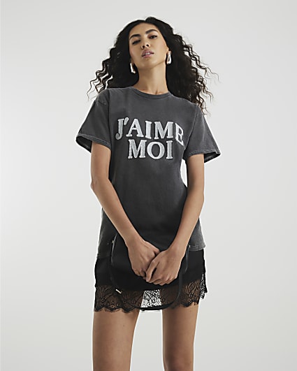 Grey J'amie Moi Glitter T-Shirt