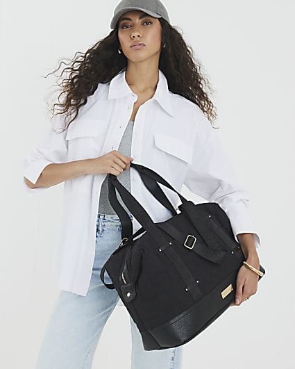 Black Quilted Holdall Bag