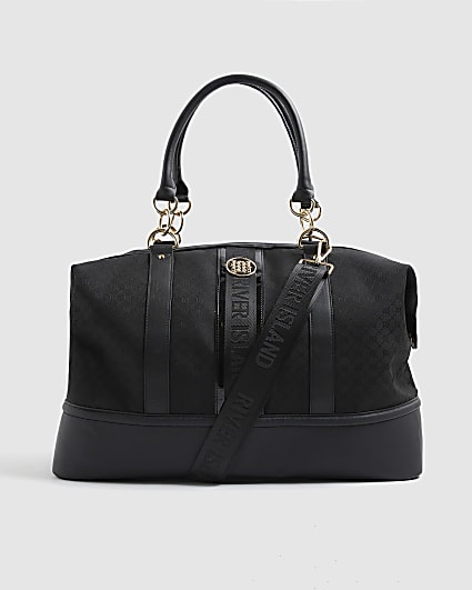 Black RI Monogram Print Holdall Bag