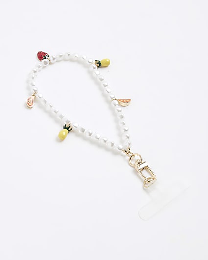 White Fruit Pearl Phone Charm
