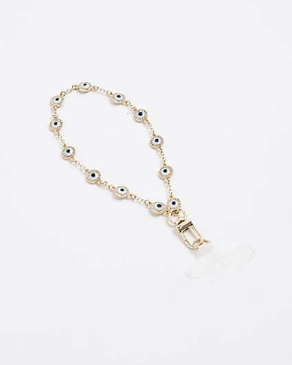Gold Diamante Evil Eye Phone Charm