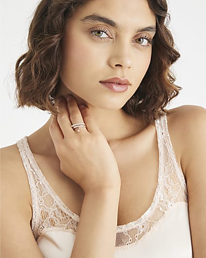 Rose Gold Rose Ring Set
