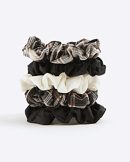 Multi Colour Mixed Print Pack Of 5 Scrunchies