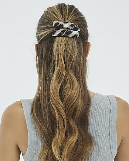 Brown Check Hair slides