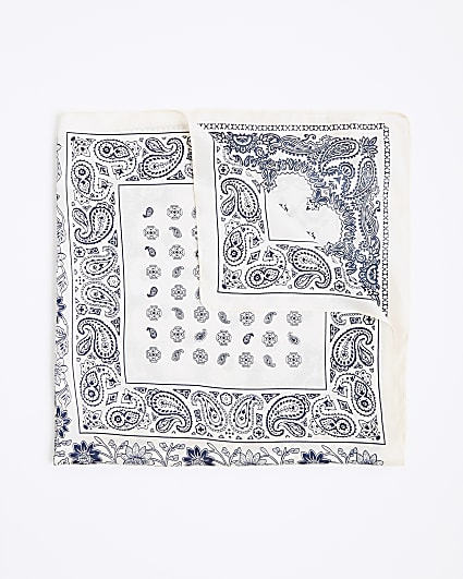 Cream Paisley Print Bandana Scarf