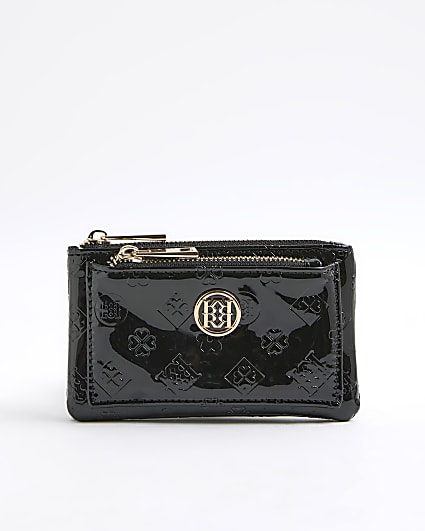 Black Embossed Monogram Patent Purse
