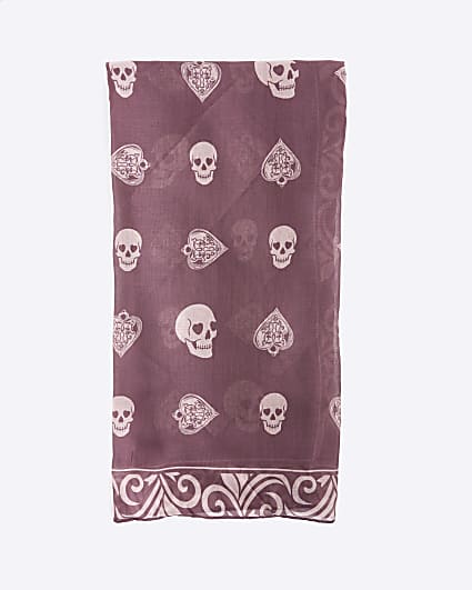 Red Skull Print Scarf