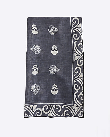 Black Skull Print Scarf
