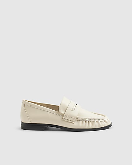 Cream Leather Loafers