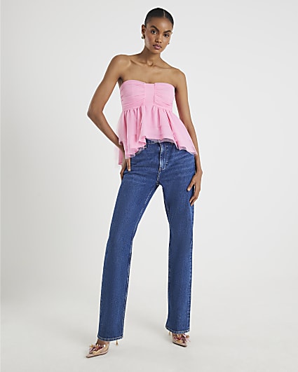 Pink Tulle Bandeau Top