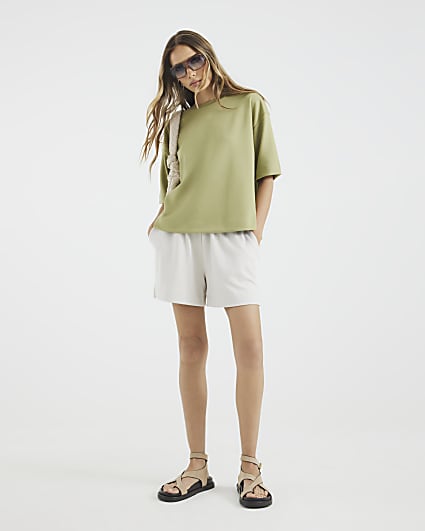 Khaki Premium Short Sleeve Boxy T-Shirt