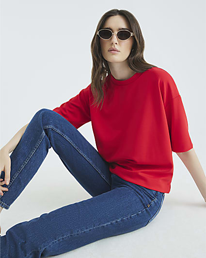 Red Premium Short Sleeve Boxy T-shirt